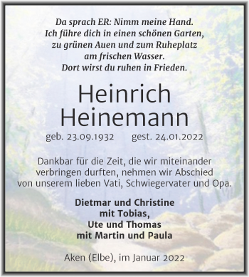 Traueranzeige von Heinrich Heinemann von Trauerkombi Köthen