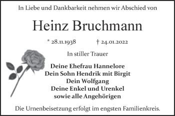 Traueranzeige von Heinz Bruchmann von Trauerkombi Bitterfeld