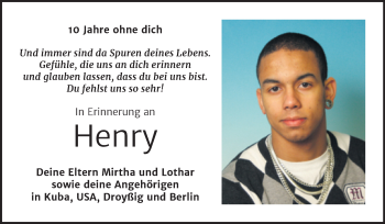 Traueranzeige von Henry  von Trauerkombi Zeitz