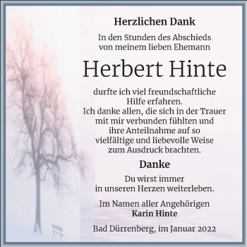 Traueranzeige von Herbert Hinte von Trauerkombi Merseburg