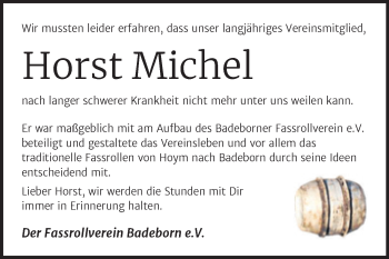 Traueranzeige von Horst Michel von Trauerkombi Quedlinburg