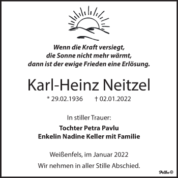 Traueranzeige von Karl-Heinz Neitzel von Trauerkombi Weißenfels