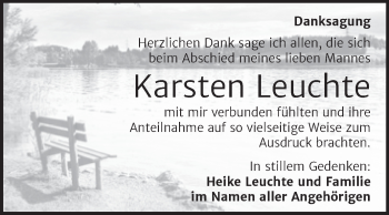 Traueranzeige von Karsten Leuchte von Trauerkombi Bitterfeld