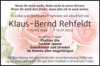 Traueranzeige von Klaus-Bernd Rehfeldt von Mitteldeutsche Zeitung Halle/Saalkreis