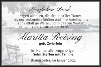 Traueranzeige von Maritta Reising von Trauerkombi Merseburg