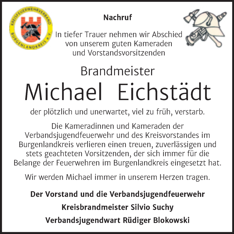  Traueranzeige für Michael Eichstädt vom 05.01.2022 aus Naumburger Tageblatt