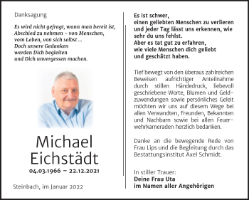 Traueranzeige von Michael Eichstädt von Wochenspiegel Naumburg/Nebra