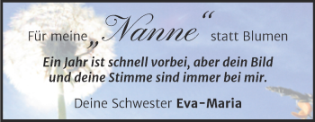 Traueranzeige von Nanne  von Naumburger Tageblatt