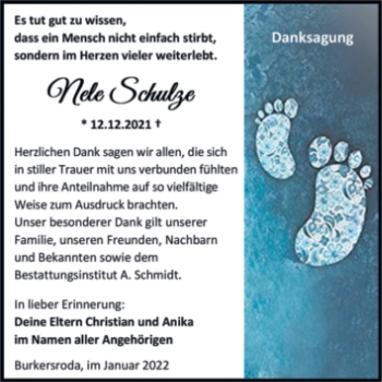 Traueranzeige von Nele Schulze von Wochenspiegel Naumburg/Nebra