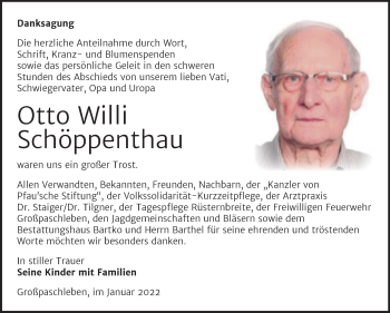Traueranzeige von Otto Willi Schöppenthau von Trauerkombi Köthen