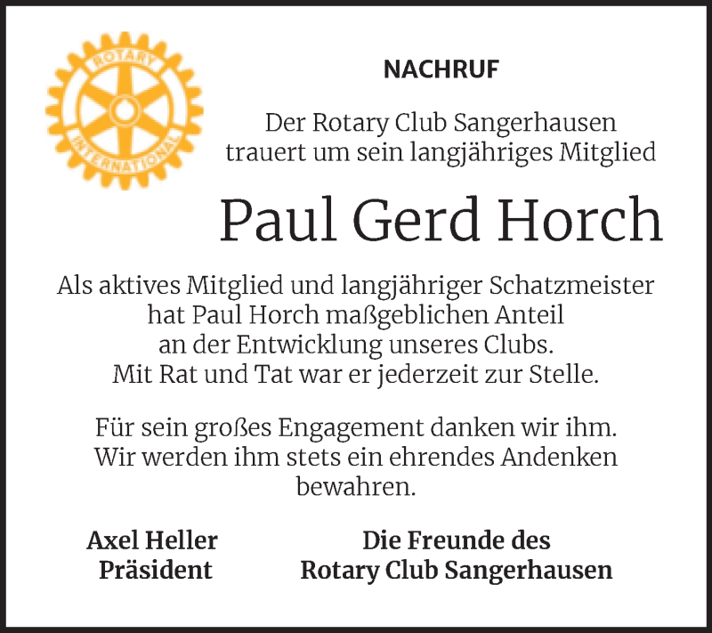  Traueranzeige für Paul Gerd Horch vom 28.01.2022 aus Mitteldeutsche Zeitung Sangerhausen