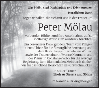Traueranzeige von Peter Mölau von Trauerkombi Bitterfeld