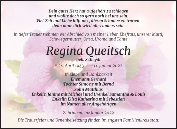 Traueranzeige von Regina Queitsch von Trauerkombi Köthen