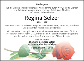 Traueranzeige von Regina Selzer von Trauerkombi Zeitz