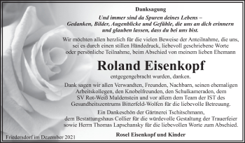 Traueranzeige von Roland Eisenkopf von Trauerkombi Bitterfeld