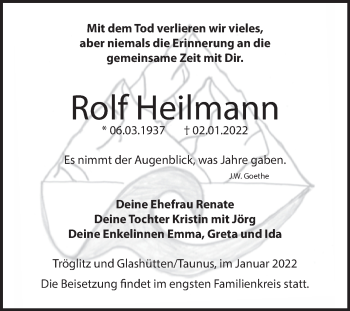 Traueranzeige von Rolf Heilmann von Trauerkombi Zeitz