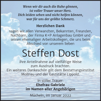 Traueranzeige von Steffen Dost von Trauerkombi Merseburg