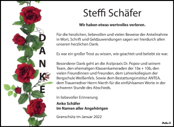 Traueranzeige von Steffi Schäfer von Trauerkombi Weißenfels