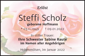 Traueranzeige von Steffi Scholz von Trauerkombi Weißenfels