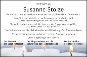 Traueranzeige von Susanne Stolze von Mitteldeutsche Zeitung Bernburg
