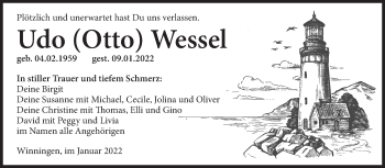Traueranzeige von Udo Wessel von Trauerkombi Aschersleben