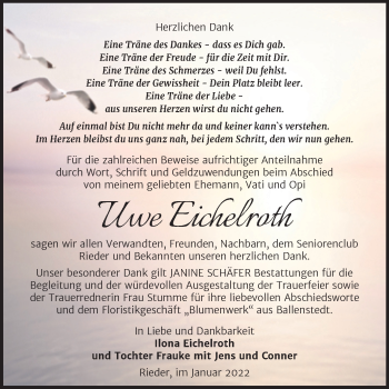 Traueranzeige von Uwe Eichelroth von Trauerkombi Quedlinburg