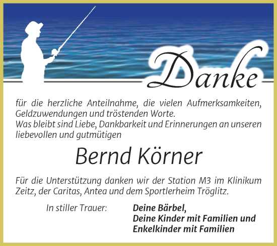 Traueranzeige von Bernd Körner von Trauerkombi Zeitz