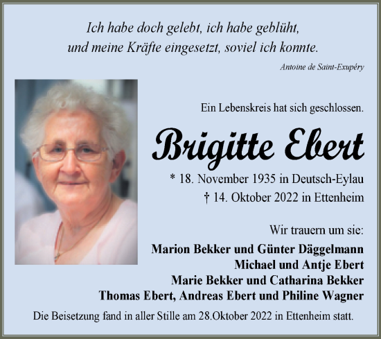 Traueranzeige von Brigitte Ebert von Mitteldeutsche Zeitung Bitterfeld