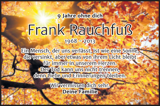 Traueranzeige von Frank Rauchfuß von Trauerkombi Merseburg