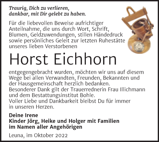 Traueranzeige von Horst Eichhorn von Trauerkombi Merseburg