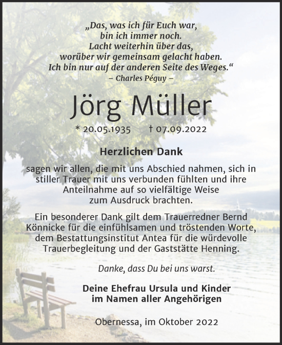 Traueranzeige von Jörg Müller von Trauerkombi Weißenfels