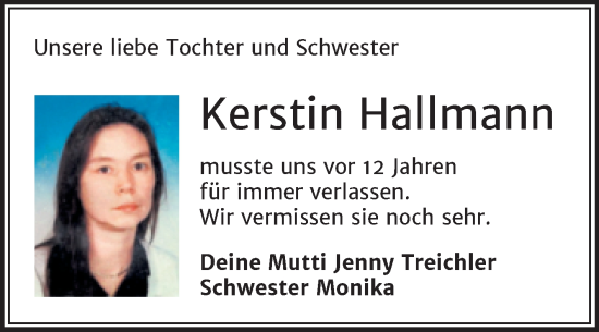 Traueranzeige von Kerstin Hallmann von Trauerkombi Wittenberg