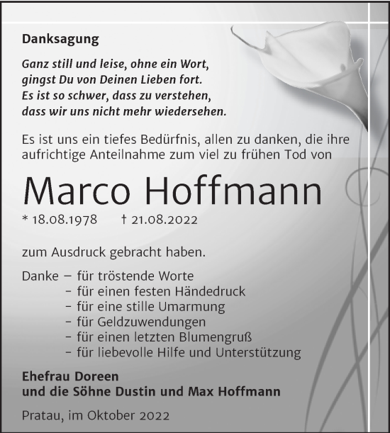 Traueranzeige von Marco Hoffmann von Super Sonntag Wittenberg