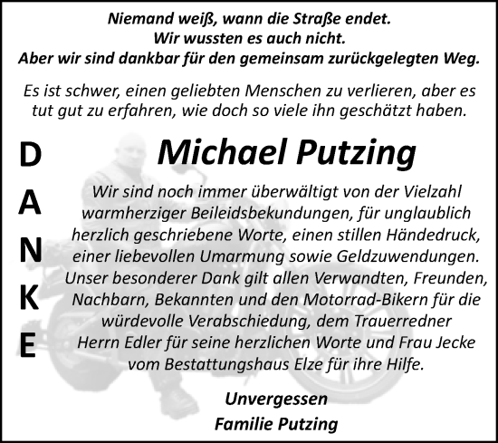 Traueranzeige von Michael Putzing von Trauerkombi Dessau