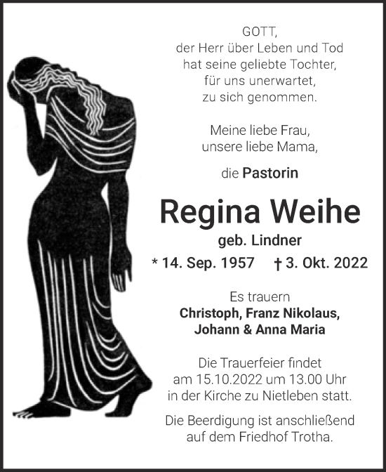 Traueranzeige von Regina Weihe von Mitteldeutsche Zeitung Halle/Saalkreis