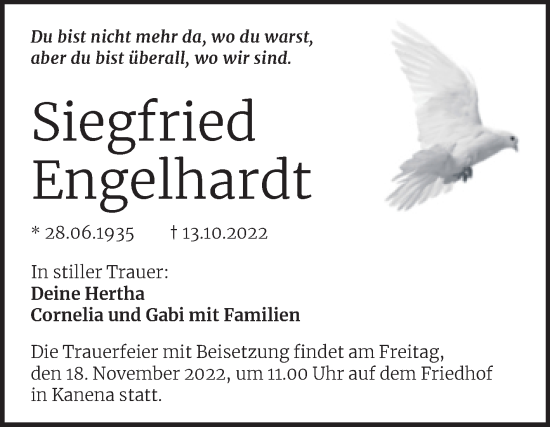 Traueranzeige von Siegfried Engelhardt von Mitteldeutsche Zeitung Halle/Saalkreis