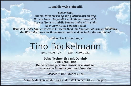 Traueranzeige von Tino Böckelmann von Trauerkombi Köthen