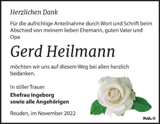 Traueranzeige von Gerd Heilmann von Trauerkombi Zeitz