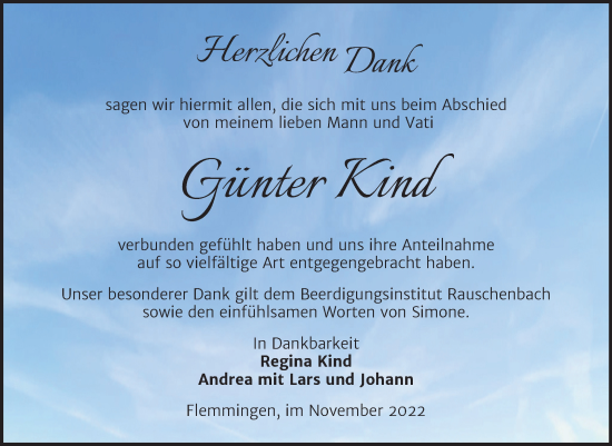 Traueranzeige von Günter Kind von Wochenspiegel Naumburg/Nebra