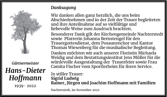 Traueranzeige von Hans-Dieter Hoffmann von Trauerkombi Aschersleben