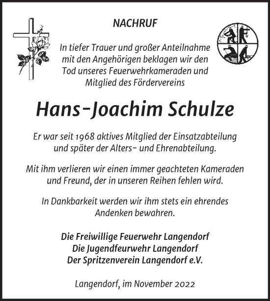 Traueranzeige von Hans-Joachim Schulze von Trauerkombi Weißenfels