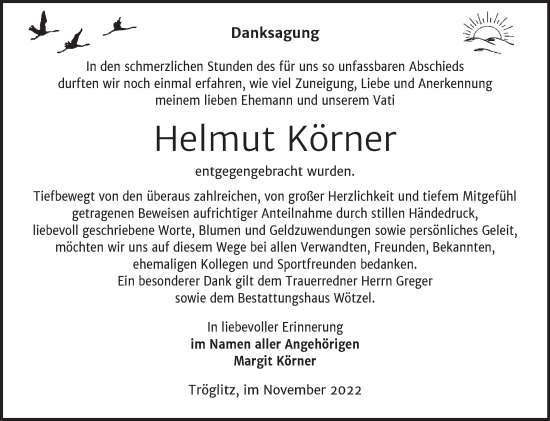 Traueranzeige von Helmut Körner von Trauerkombi Zeitz