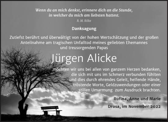 Traueranzeige von Jürgen Alicke von Trauerkombi Köthen