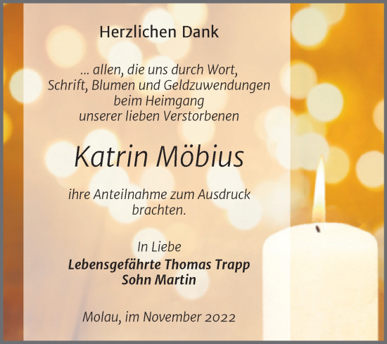 Traueranzeige von Katrin Möbius von Wochenspiegel Naumburg/Nebra