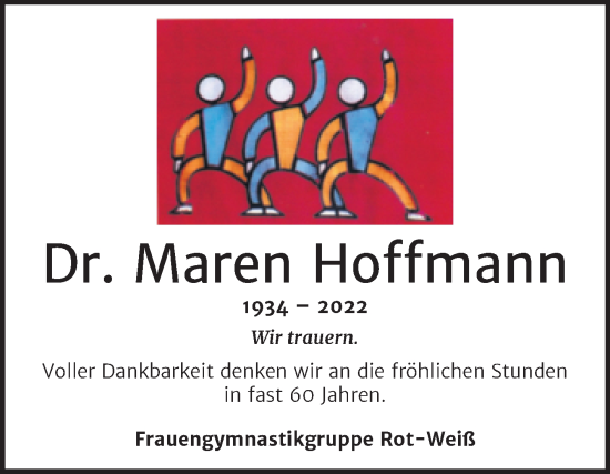 Traueranzeige von Maren Hoffmann von Trauerkombi Weißenfels