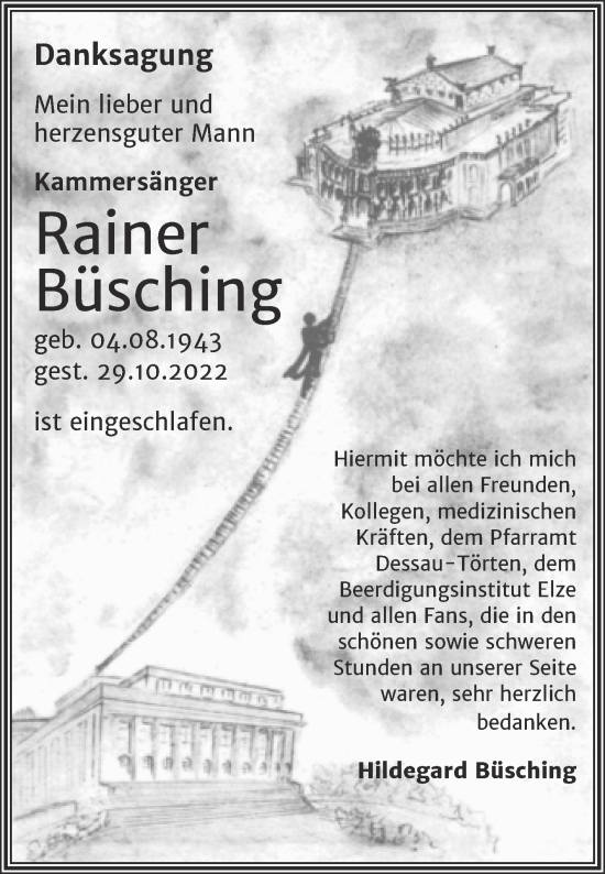 Traueranzeige von Rainer Büsching von Trauerkombi Dessau