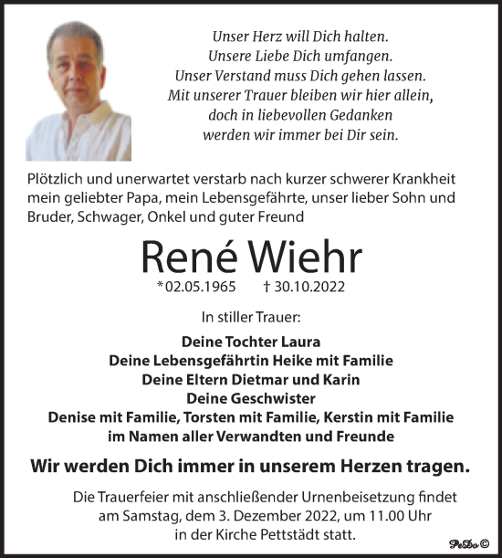 Traueranzeige von Rene Wehr von Trauerkombi Weißenfels