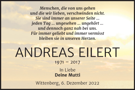 Traueranzeige von Andreas Eilert von Trauerkombi Wittenberg