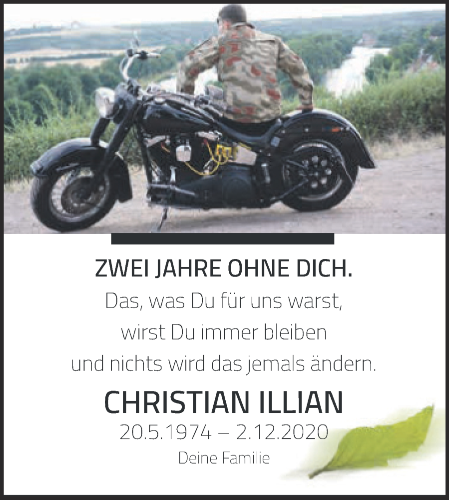  Traueranzeige für Christian Illian vom 03.12.2022 aus Mitteldeutsche Zeitung Halle/Saalkreis