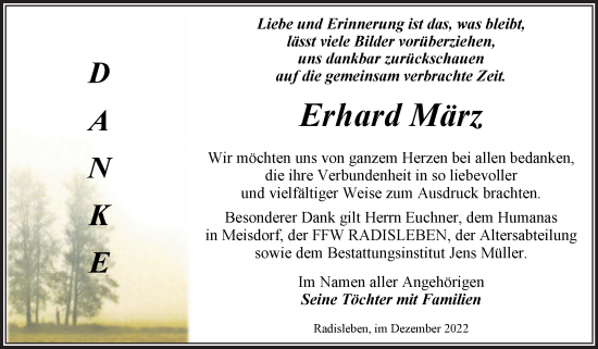 Traueranzeige von Erhard März von Trauerkombi Quedlinburg